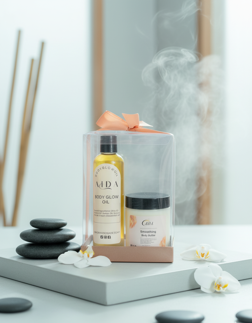 Glow & Smooth Gift Set 2 Body Glow Oil and Smoothing Body Butter Gift Set - Aida LLC