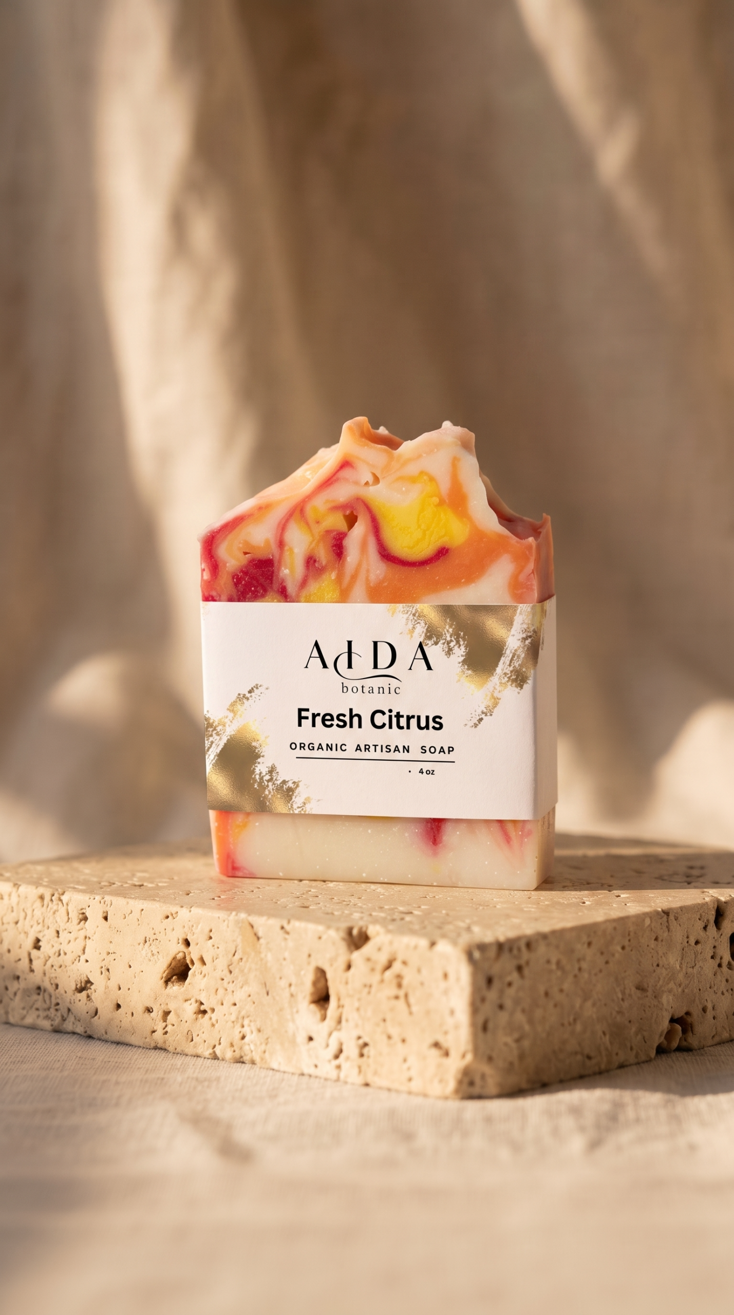 Handcrafted Fresh Citrus Moisturizing Soap 1 Handcrafted Fresh Citrus Moisturizing Soap bar on cream marble