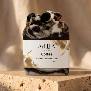 Handcrafted Coffee Moisturizing Soap bar on cream marble